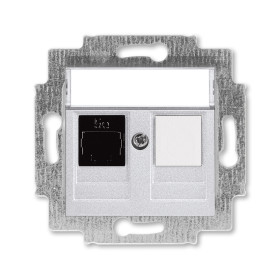 ABB EPJ Levit серебро / дымчатый чёрный Розетка компьютерная RJ45 кат,5e+заглуш,, серебро