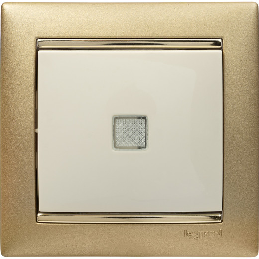 Выключатель одноклавишный с подсветкой - Legrand Valena - 10А 250В схема 1L безвинтовые зажимы - слоновая кость