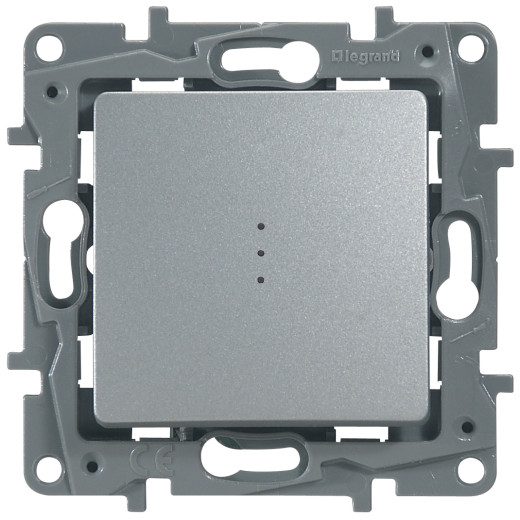 Переключатель одноклавишный с подсветкой/индикацией - Legrand Etika - 10А 250В безвинтовые зажимы - алюминий