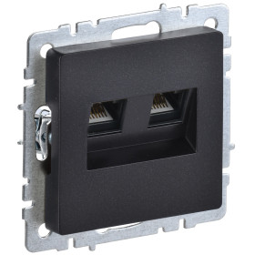 IEK BRITE BASE Черный Розетка комп. 2-ая RJ45 кат.6 РК11-2-БрЧ