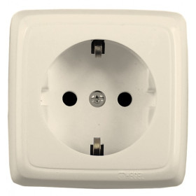 Hegel Альфа наруж Слоновая кость РА16-113-01 Розетка с/з, с изол. пластиной
