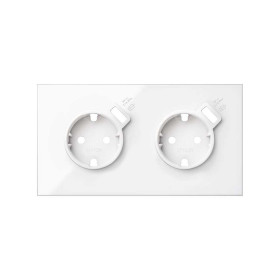 Simon 100 Белый глянец Кит 2 поста, фронт. Накладка на 2 розетки Schuko с з/у USB SC