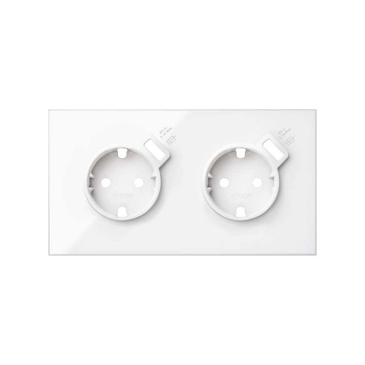 Simon 100 Белый глянец Кит 2 поста, фронт. Накладка на 2 розетки Schuko с з/у USB SC