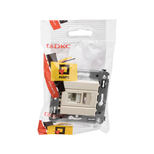 Компьютерная розетка RJ-45 в стену, кат.6А одинарная, Avanti, ванильная дымка
