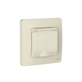 Systeme Electric Blanca внутр Молочный Розетка с/з IP44 со шторками, с крышкой, 16А, 250В