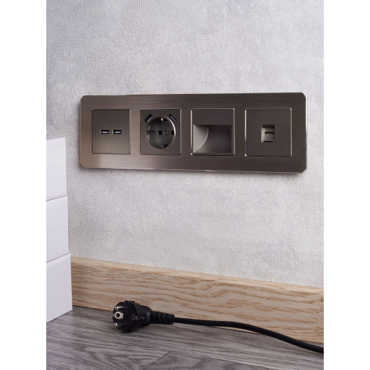 BRITE Роз. с з/к/ш 16А с USB A+A 3,1А РЮш10-2-БрШ шамп. IEK