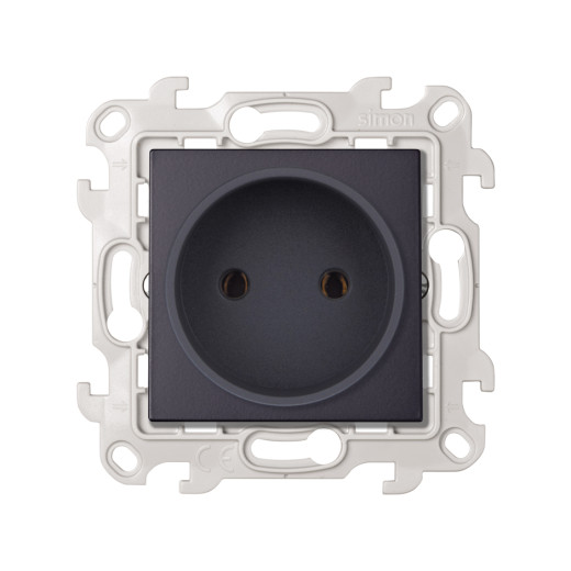 Розетка 2К без защитных шторок, графит