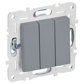 IEK SKANDY Серый Выключатель 3-клавишный 10А SK-V11Gr
