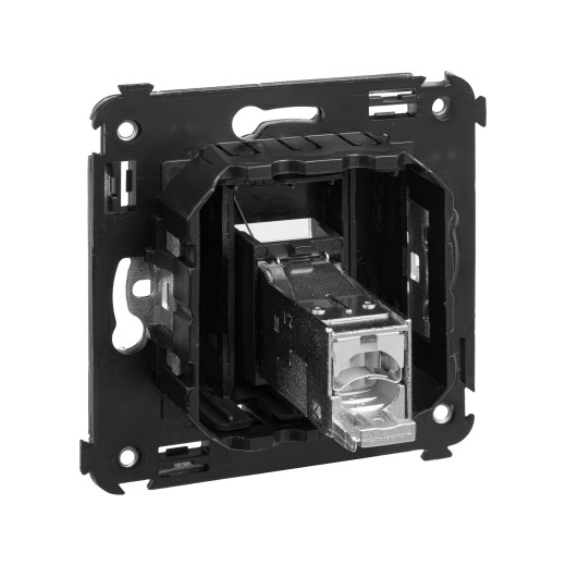 Компьютерная розетка RJ-45 в стену, кат.5e одинарная экранированная, Avanti, черный матовый