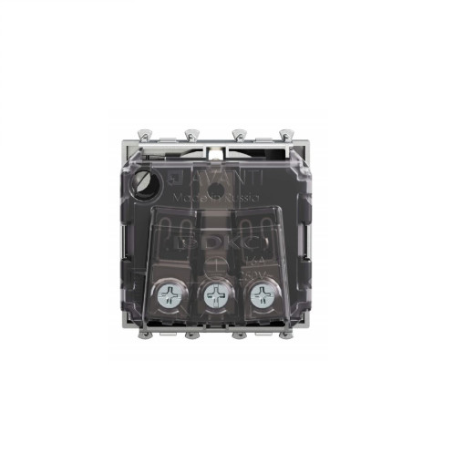 Розетка модульная, 2P+E, с з/ш, Avanti, закаленная сталь, 2 модуля