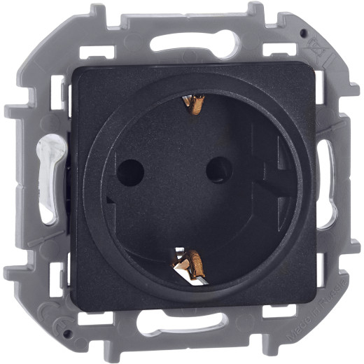 Розетка с заземлением - Legrand/Daccord Inspiria - со шторками 16А 250В винтовые зажимы - антрацит