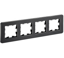 IEK BRITE DECOR Черный металл. скругл.угол Рамка 4-м РУ-4-1-Бр RE
