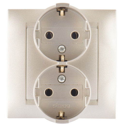 Simon 15 Шампань Розетка 2-я 2Р+Е Schuko, 16А, 250В, винт.заж.