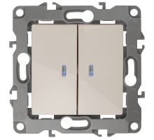 ЭРА 12-1105-02 Выключатель двойной с подсветкой, 10АХ-250В, IP20, Эра12, слоновая кость (10/100/3200