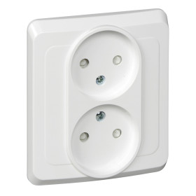 Systeme Electric Этюд Бел Розетка 2-ая б/з с защитными шторками