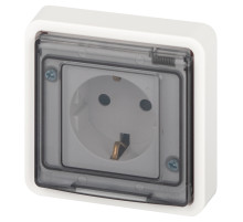 ЭРА Розетка Эксперт 11-2521-01 с заземлением с крышкой 2P+E IP55 16A-250В СУ белый