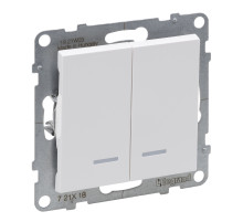 Legrand/Daccord SUNO Белый Переключатель двухклавишный 10АХ 250В с подсветкой.