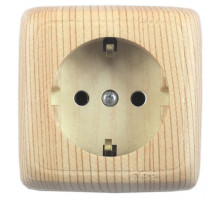 Hegel Альфа наруж Сосна РА16-114-02 Розетка с/з, со шторками, с изол. пластиной