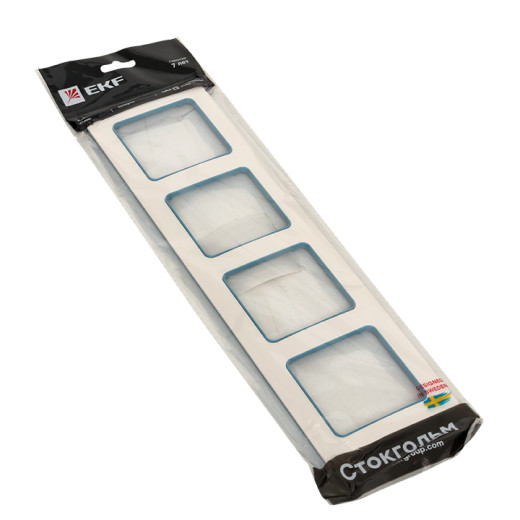 Стокгольм Рамка 4-местная белая с линией цвета синий EKF PROxima