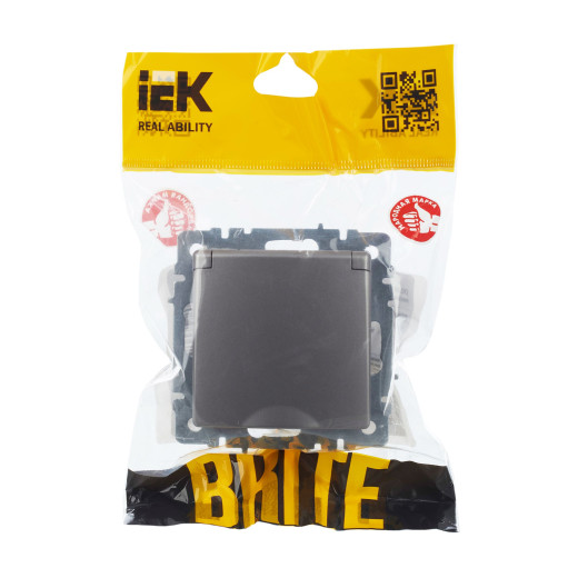 BRITE Роз. с з/к/ш с кр. 16А IP44 РСбш10-3-44-БрС сталь IEK