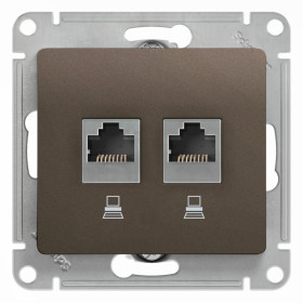 Systeme Electric Glossa Шоколад Розетка 2-ая компьютерная RJ45+RJ45, кат.5E