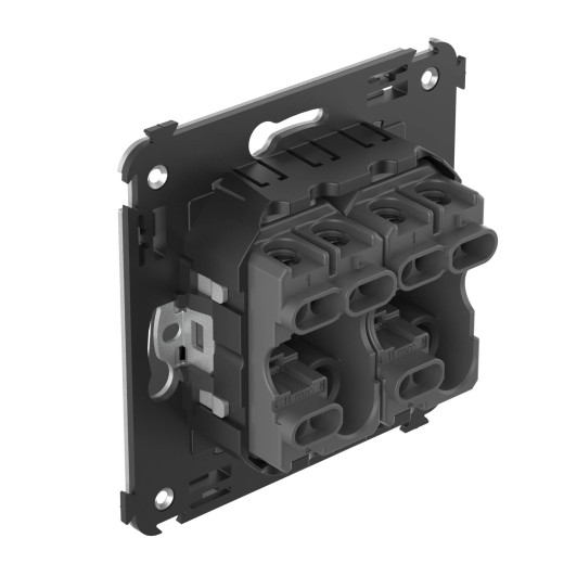 Выключатель двухклавишный в стену, Avanti, черный квадрат