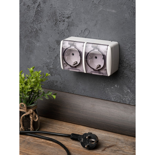 Владивосток Розетка 2-местная 16А с заземлением с прозрачной крышкой IP54 EKF