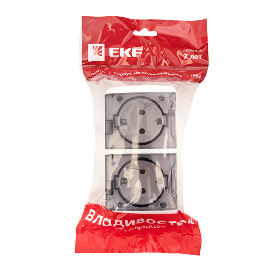 Владивосток Розетка 2-местная 16А с заземлением с прозрачной крышкой IP54 EKF