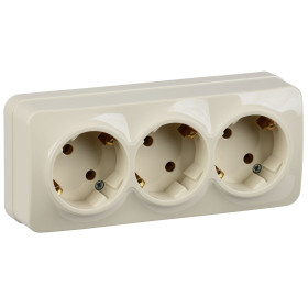 IEK GLORY РС23-3-ХК Розет. 3-ая с з/к о/у 16А GLORY кремовый