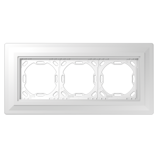 Монтажная рамка для установки в гипсокартон или под штукатурку, 3 поста, гипс, белый, LS Zero