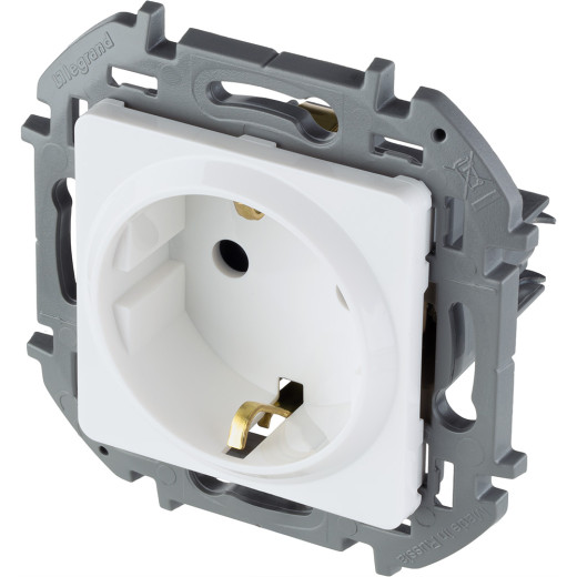 Розетка с заземлением - Legrand/Daccord Inspiria - со шторками 16А 250В винтовые зажимы - белый