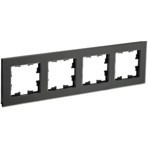 BRITE Рамка 4-мест. РУ-4-2-Бр стекло черн. матовый IEK