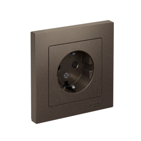 Systeme Electric AtlasDesign Мокко Розетка с/з со шторками, 16А, в сборе