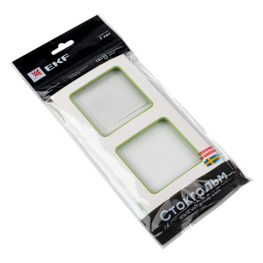 Стокгольм Рамка 2-местная белая с линией цвета зеленый EKF PROxima