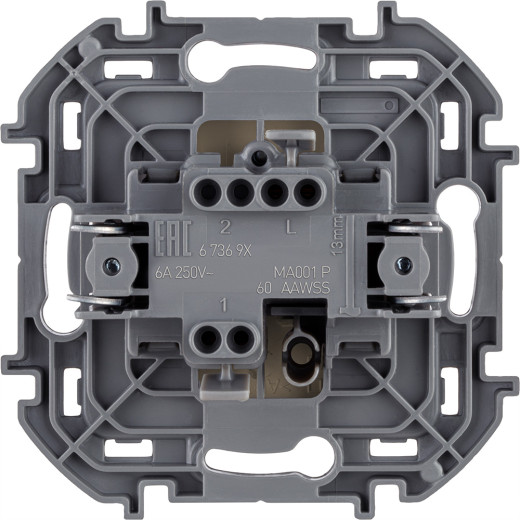 Выключатель кнопочный одноклавишный - Legrand/Daccord Inspiria - с нормально-открытым контактом 6А 250В безвинтовые зажимы - слоновая кость