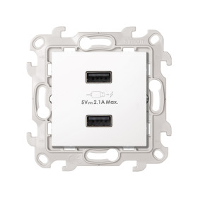 Simon 24 Белый Зарядное устройство 2хUSB 2,4A