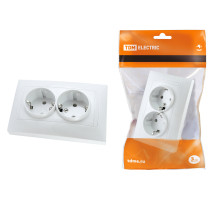 TDM Розетка двойная 2П+З 16А 250В с защ. шт. белая 