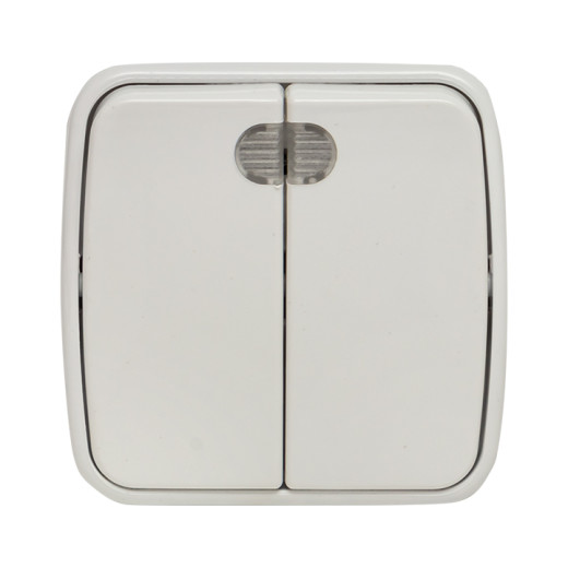 Минск Выключатель 2-клавишный ОП 10А с индикатором белый EKF Basic