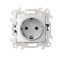 Simon 24 Алюминий Розетка 2К+3 с защитными шторкам