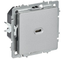 IEK BRITE Роз. USB C 65Вт высокоскор. зар. РЮ12-1-БрА алюм.
