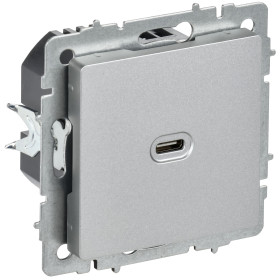 IEK BRITE Роз. USB C 65Вт высокоскор. зар. РЮ12-1-БрА алюм.