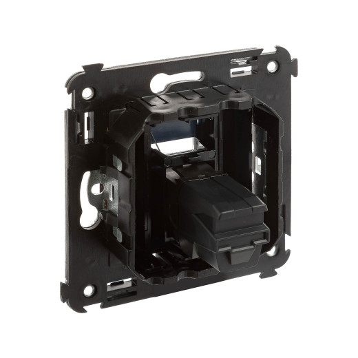 USB 3.0 розетка одинарная в стену, тип А-А, Avanti, черный квадрат