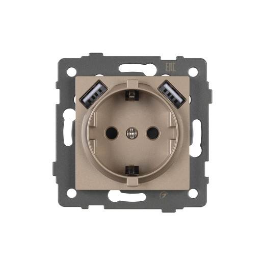 Механизм розетки с USB зарядкой SCT-MUAA-PL-GD-V (250V, 16A) (Arlight, -)