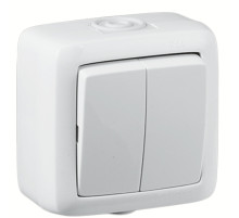 Hegel Альфа IP44 наруж Белый ВА16-251 Выключатель 2-клавишный брызгозащищенный