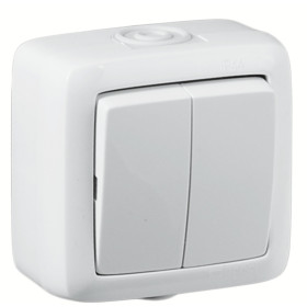 Hegel Альфа IP44 наруж Белый ВА16-251 Выключатель 2-клавишный брызгозащищенный