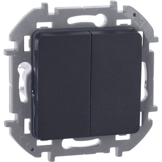 Выключатель двухклавишный - Legrand/Daccord Inspiria - 10АХ 250В безвинтовые зажимы - антрацит