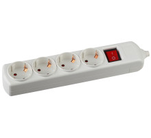 ЭРА Колодка K-4es 4 розетки с зазeмлением с выключателем белая