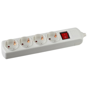 ЭРА Колодка K-4es 4 розетки с зазeмлением с выключателем белая