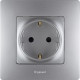 Розетка с заземлением - Legrand Etika - со шторками 16А 250В винтовые зажимы - алюминий