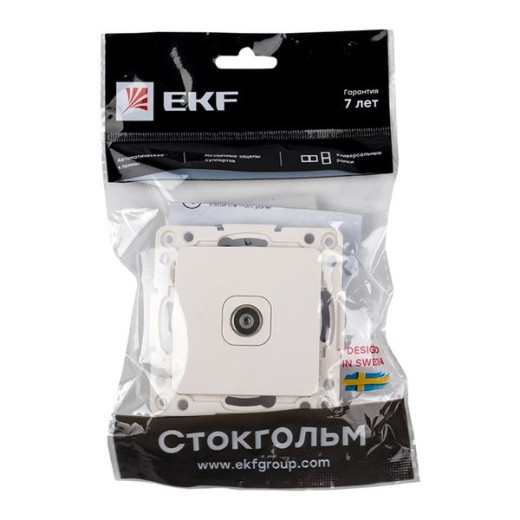 Стокгольм Механизм Розетки TV 1-местной оконечной 75Ом 5-862МГц винтовые клеммы белый EKF PROxima